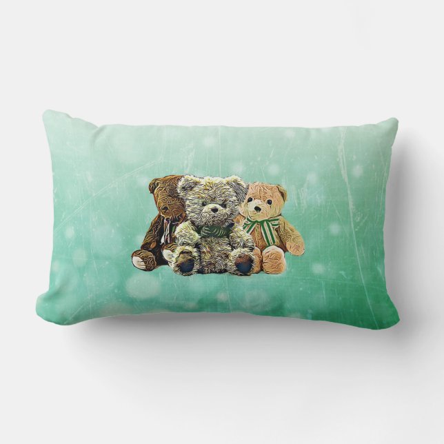 Personalised Teddy Bear Baby Boy Nursery Lumbar Cushion (Front)