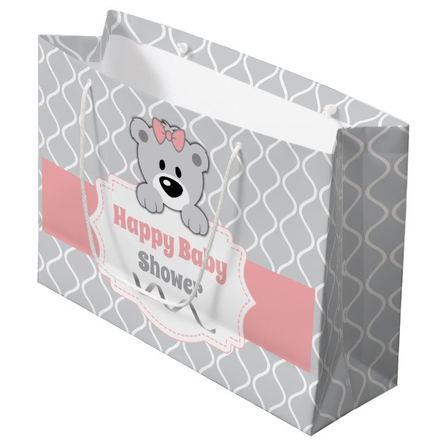 Personalised Teddy Bear Baby Shower Large Gift Bag (Front Angled)