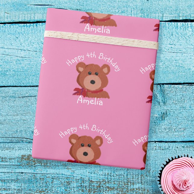 Personalised Teddy Bear Birthday Wrapping Paper (Creator Uploaded)