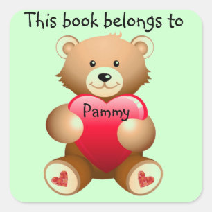 Personalised Teddy Bear Bookplate Sticker