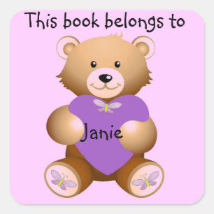 Personalised Teddy Bear Bookplate Sticker