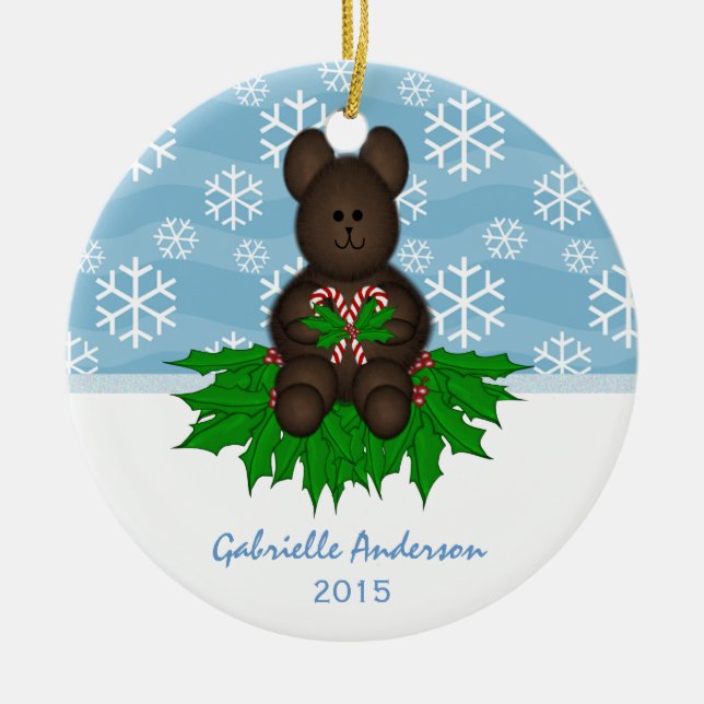 Personalised: Teddy-bear: Christmas Ornament (Front)
