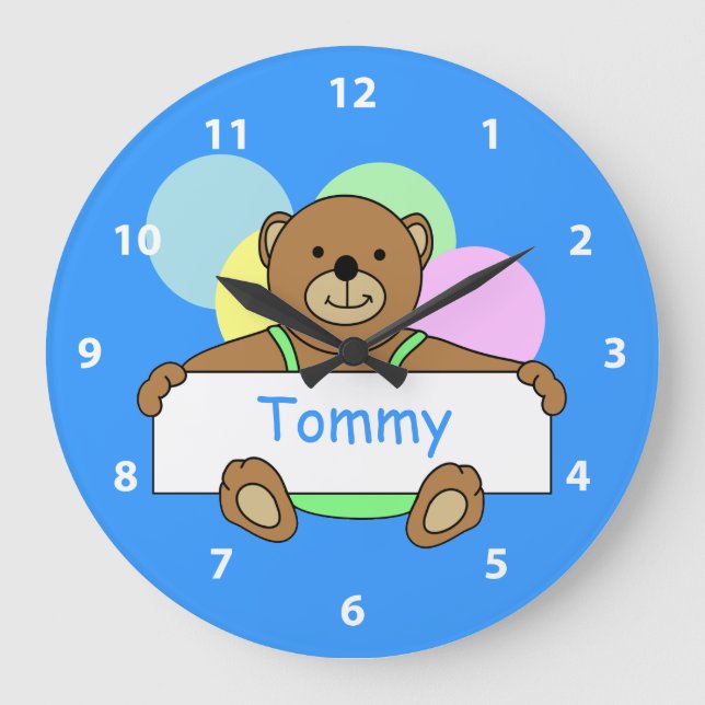 Personalised Teddy Bear Clocks (Front)