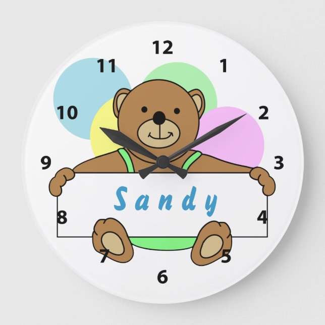 Personalised Teddy Bear Clocks (Front)
