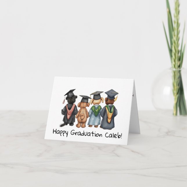 Personalised Teddy Bear Kindergarten Graduation  Card (Front)