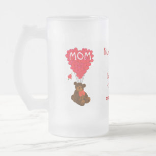 Personalised teddy bear mothers day frosted glass beer mug