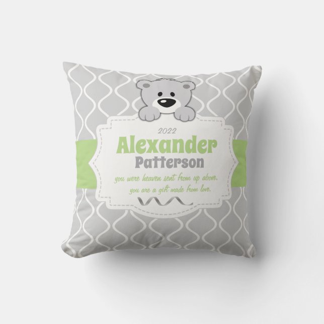 Personalised Teddy Bear Nursery Cushion (Front)