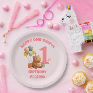 Personalised Teddy Bear ONEderful 1st Birthday Paper Plate