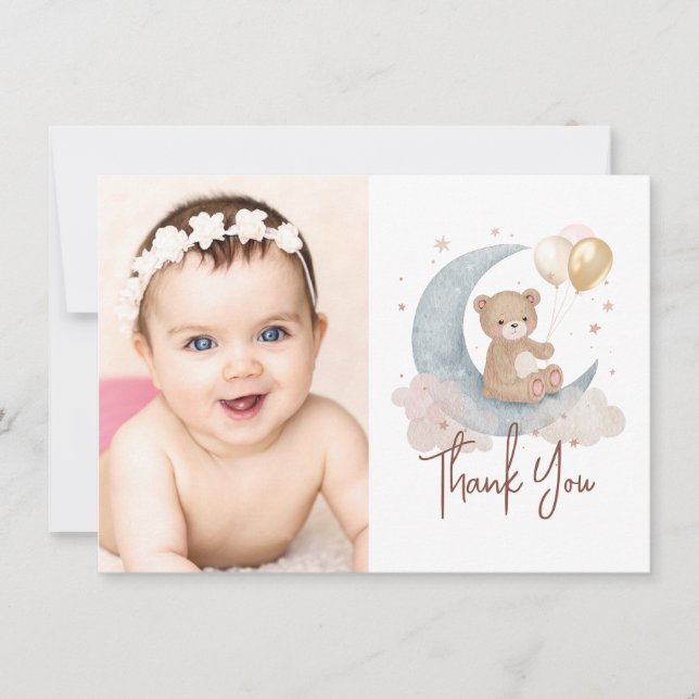 Personalised Teddy Bear Photo Thank You Card (Front)