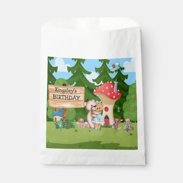 Personalised Teddy Bear Picnic Village Favour Bags (Front)