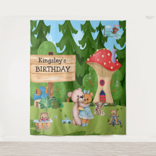 Personalised Teddy Bear Picnic Village Tapestry