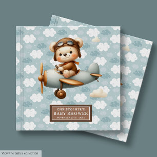 Personalised Teddy Bear Pilot Baby Shower Guest Book