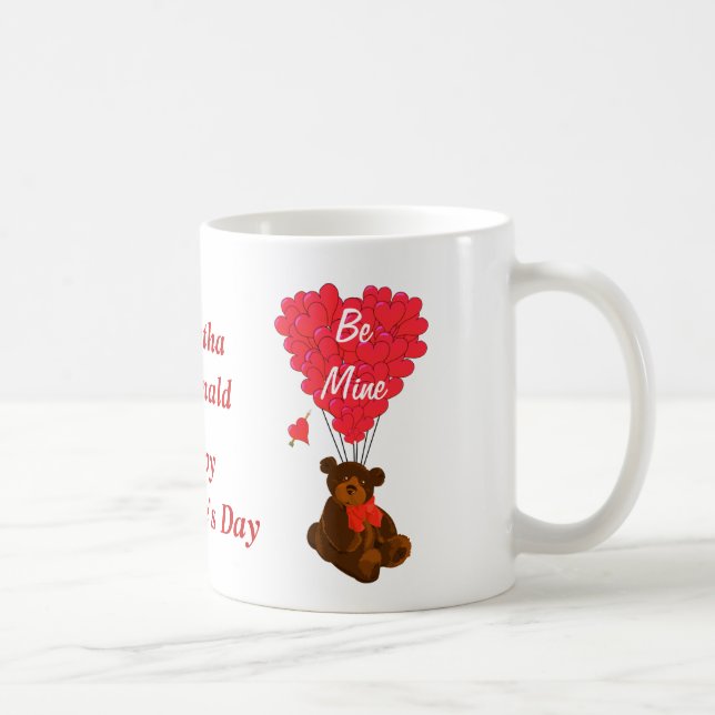 Personalised teddy bear Valentines day Coffee Mug (Right)