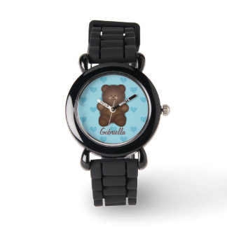 Personalised Teddy Bear With Hearts Watch