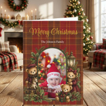 Personalised Teddy Bears Family Photo Christmas