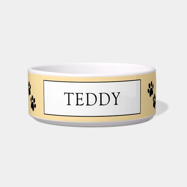 Personalised "Teddy" Paw Print Pet Bowl (Front)