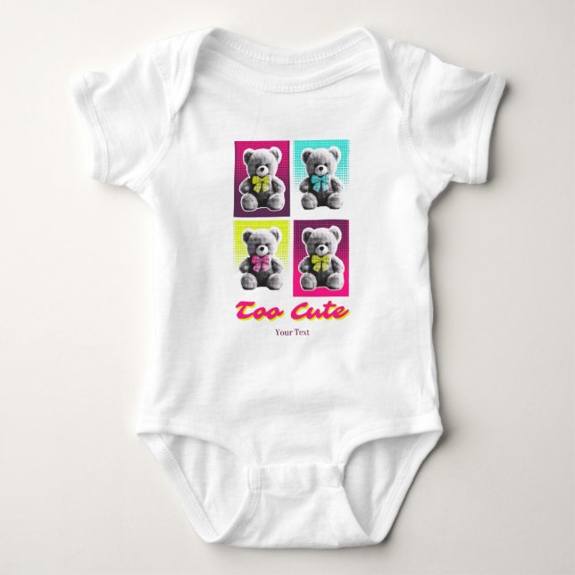 Personalised Tee Cute Bear Baby Bodysuit (Front)