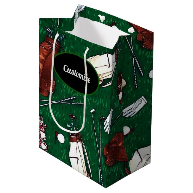 Personalised Tee Time Golf Medium Gift Bag (Front Angled)