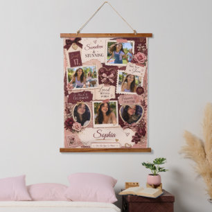 Personalised Teen Girl 6 Photo Collage Birthday Hanging Tapestry