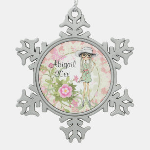 Personalised Teen Girl with Flowers Ornament