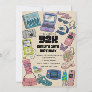 Personalised Teen Y2K Birthday Invitation