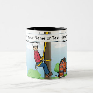 Personalised Telephone Lineman - Male Cartoon Two-Tone Coffee Mug