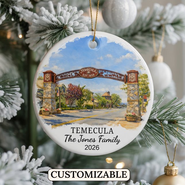 Personalised Temecula Ornament, Custom California Ceramic Tree Decoration (Creator Uploaded)