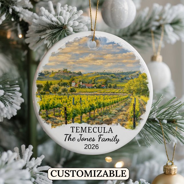Personalised Temecula Ornament, Custom California Ceramic Tree Decoration (Creator Uploaded)