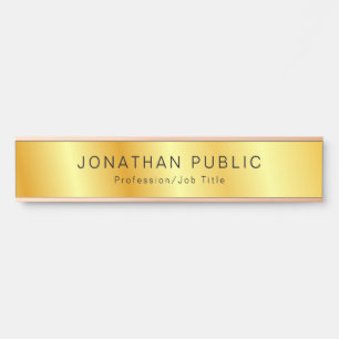 Personalised Template Faux Gold Elegant Modern Door Sign