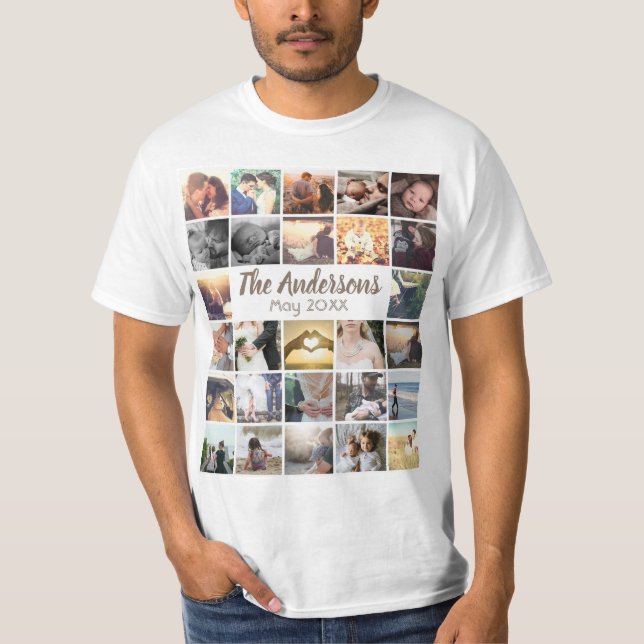 Personalised template photo collage and text T-Shirt (Front)