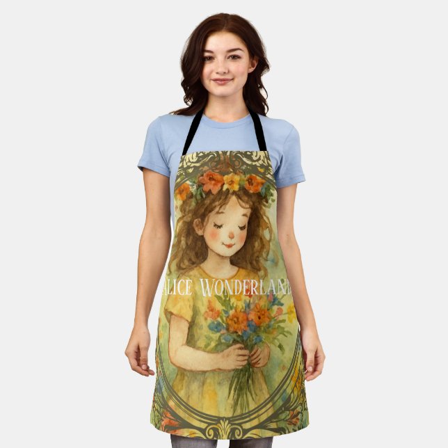 Personalised template retro painting artwork Alice Apron (Worn)