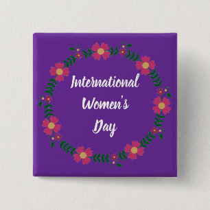 Personalised Template Text Women's Day Custom Size 15 Cm Square Badge