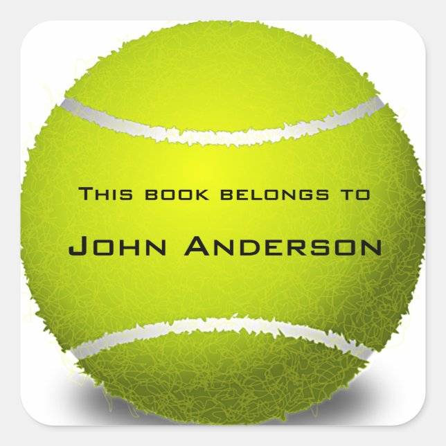 Personalised Tennis Ball Bookplate Sticker (Front)