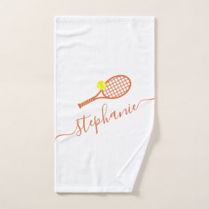 Personalised Tennis Ball Clay Court Script Name Hand Towel