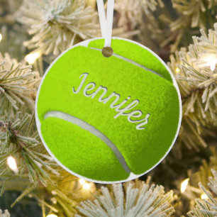 Personalised Tennis Ball  Metal Tree Decoration