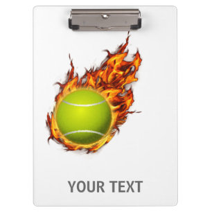 Personalised Tennis Ball on Fire Tennis Theme Gift Clipboard