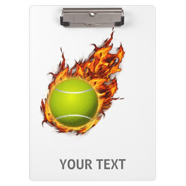 Personalised Tennis Ball on Fire Tennis Theme Gift Clipboard (Front)