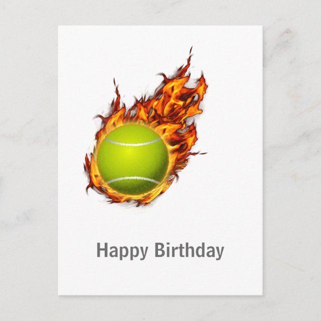Personalised Tennis Ball on Fire Tennis Theme Gift Postcard (Front)