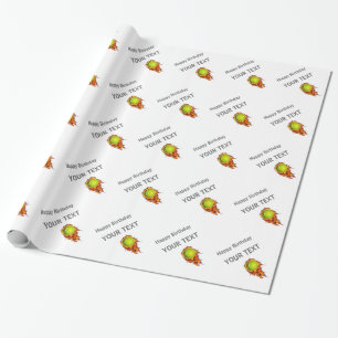 Personalised Tennis Ball on Fire Tennis Theme Gift Wrapping Paper