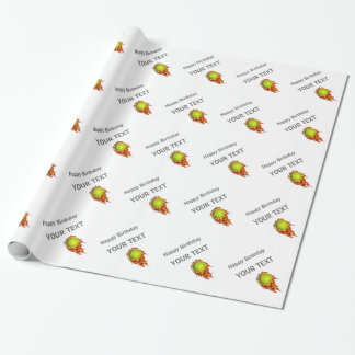 Personalised Tennis Ball on Fire Tennis Theme Gift Wrapping Paper