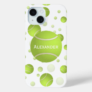 Personalised Tennis Ball on Tennis Ball Pattern iPhone 15 Case