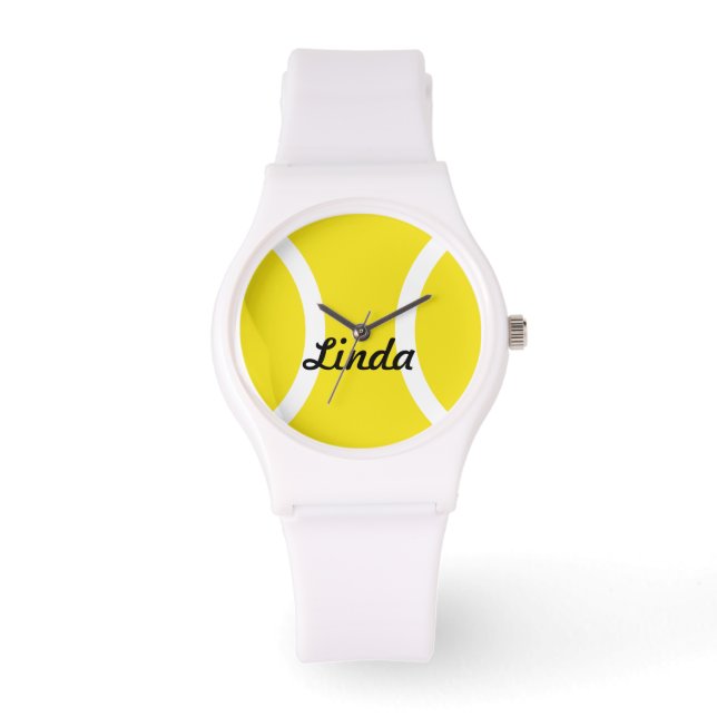 Personalised tennis ball watches with custom name (Front)