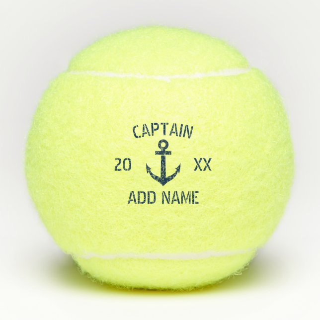 Personalised tennis ball with nautical boat anchor (Front)