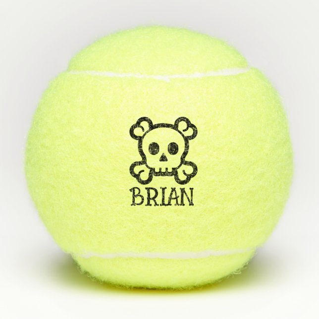 Personalised tennis ball with skull and bones logo (Front)