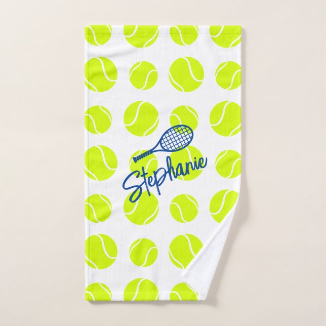 Personalised Tennis Balls Handwritten Name Hand Towel (Hand Towel)