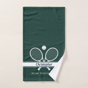 Personalised Tennis Club Name Dark Green Hand Towel