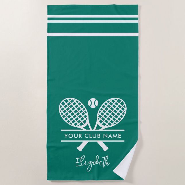 Personalised Tennis Club Name Team Vacation Beach Towel (Front)