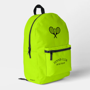 Personalised Tennis Club Racket Lime colour Printed Backpack