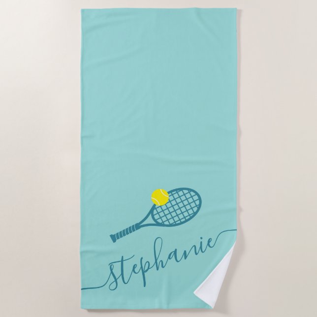 Personalised Tennis Coach Player Monogrammed Beach Towel (Front)