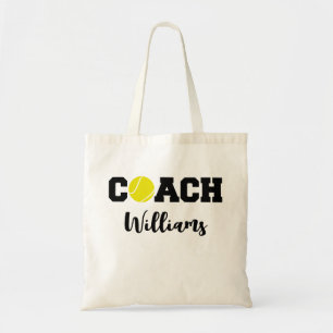 Personalised tennis coach team tote bag